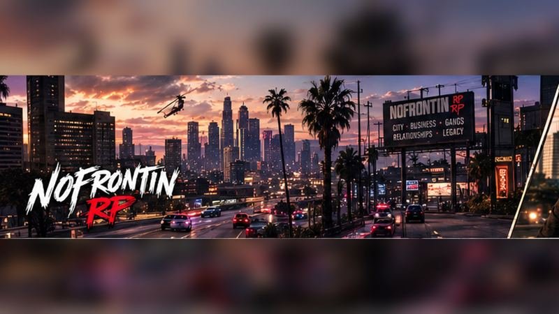 Downtown Los Santos-style city view at dawn — NOFRONTIN RP